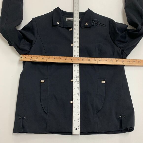 Jamie Sadock Golf Jacket Womens M Medium Black Metal Snap Buttons Retro Lined - Picture 7 of 13